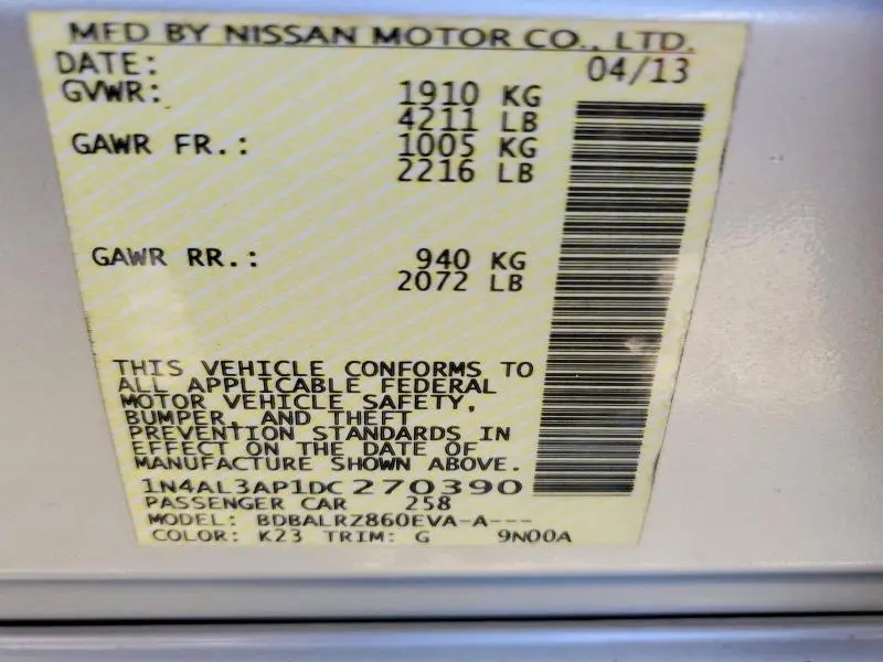 2013 NISSAN ALTIMA 2.5  