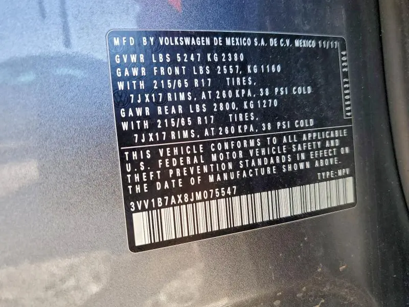 2018 VOLKSWAGEN TIGUAN S  