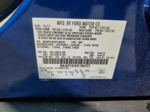 2018 FORD ECOSPORT SE  