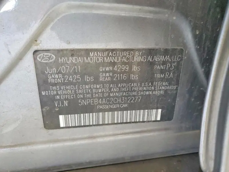 2012 HYUNDAI SONATA GLS  