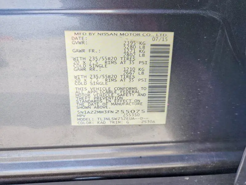 2015 NISSAN MURANO PLATINUM  