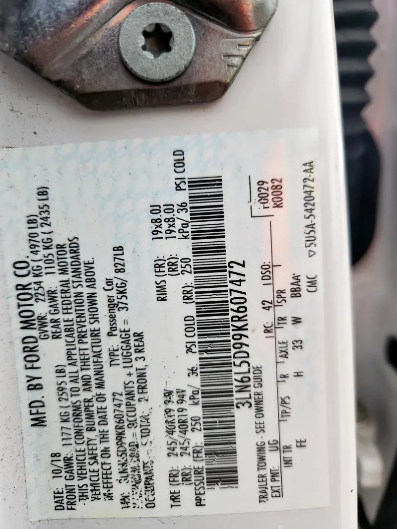 2019 LINCOLN MKZ RESERVE I  