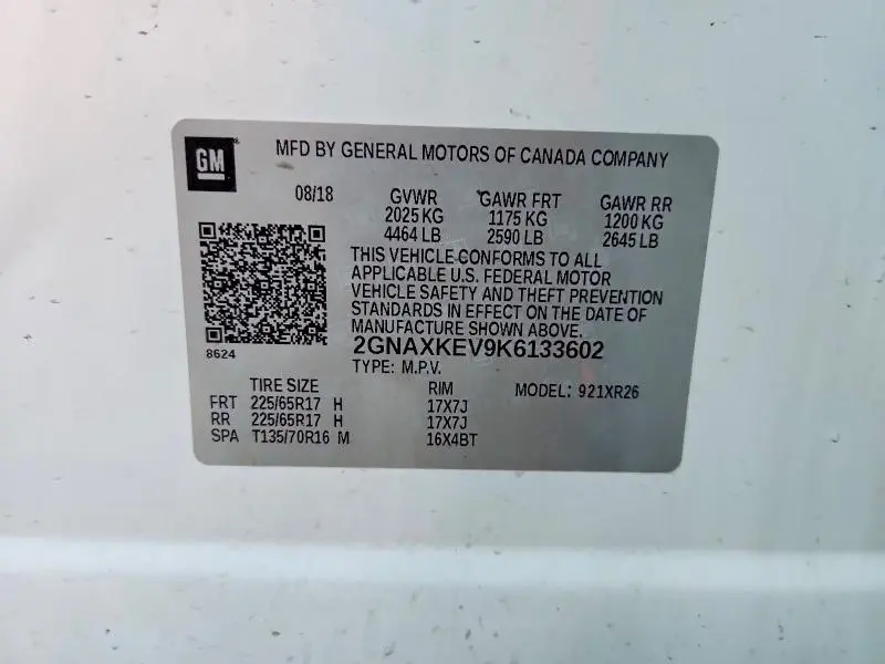 2019 CHEVROLET EQUINOX LT  