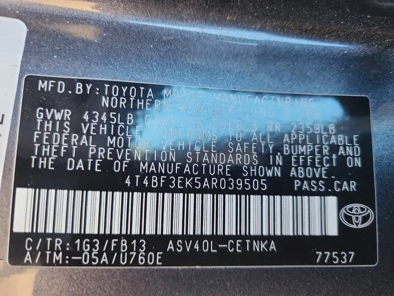 2010 TOYOTA CAMRY BASE  