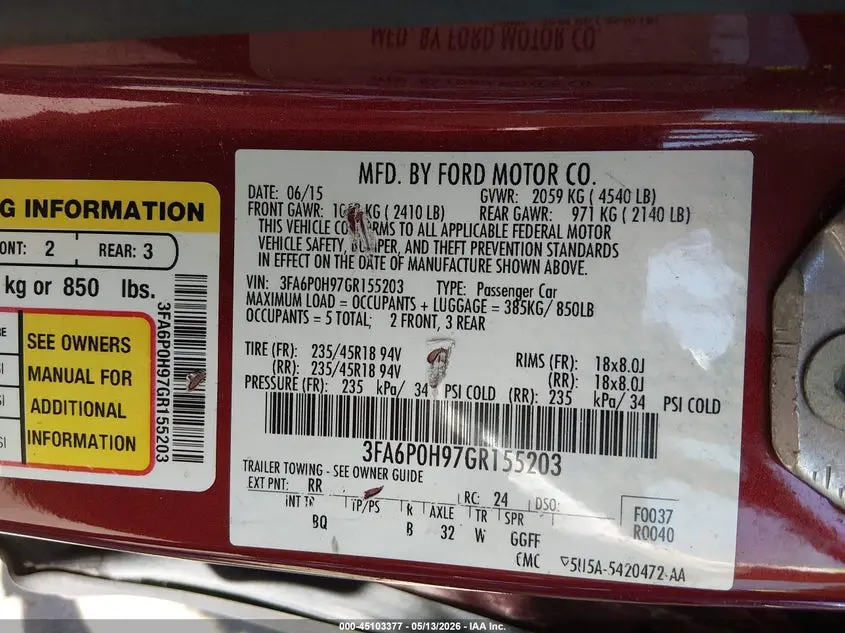 2016 FORD FUSION SE