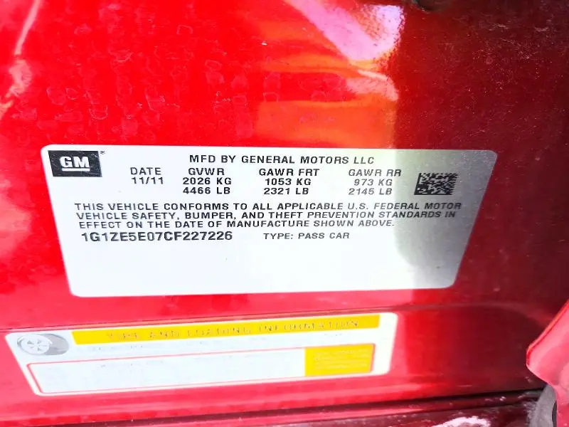 2012 CHEVROLET MALIBU LTZ  