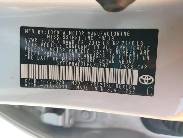 2020 TOYOTA COROLLA LE  