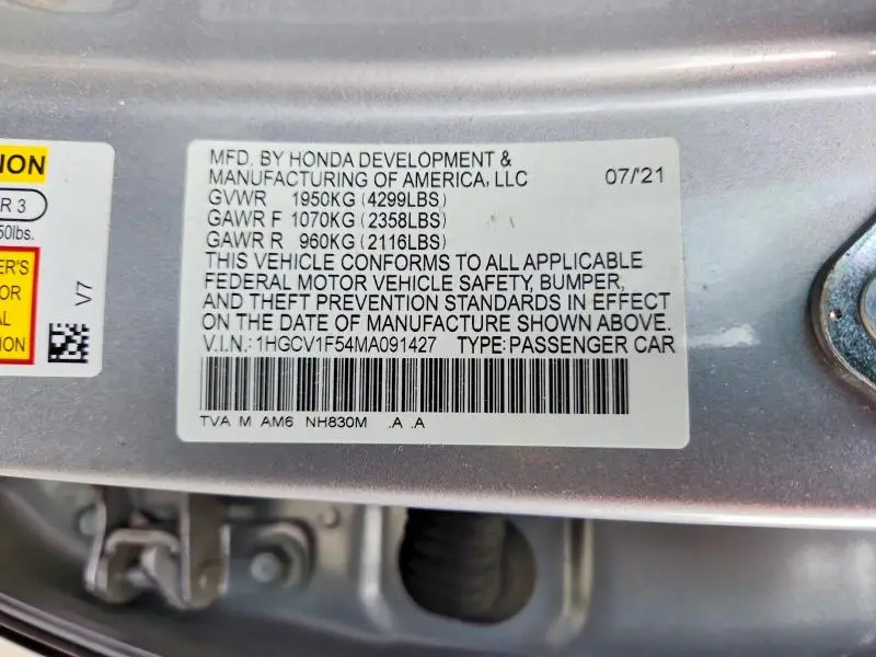 2021 HONDA ACCORD EXL  