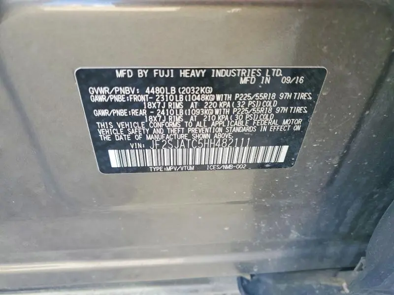 2017 SUBARU FORESTER 2.5I TOURING  