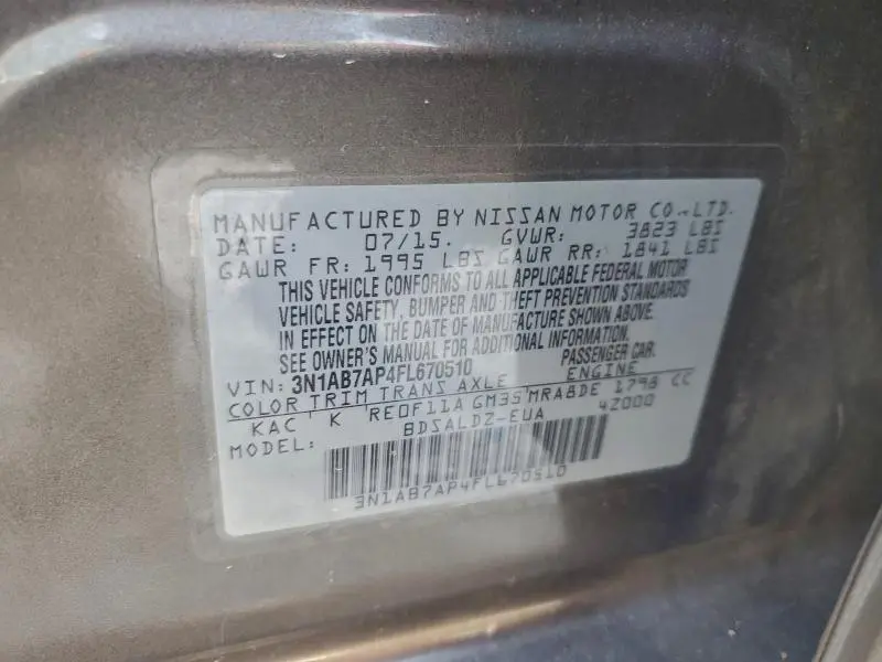 2015 NISSAN SENTRA S  