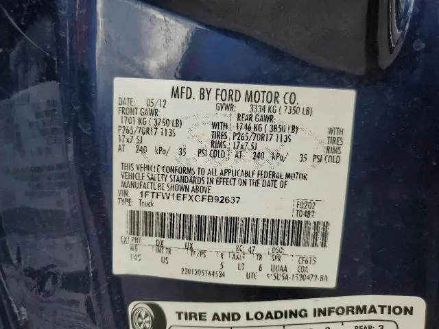 2012 FORD F150 SUPERCREW  