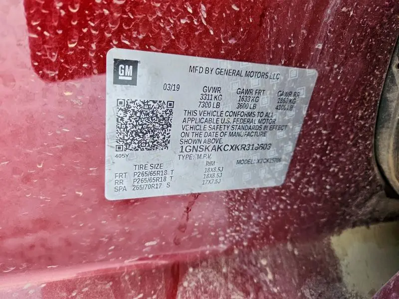 2019 CHEVROLET TAHOE K1500 LS  