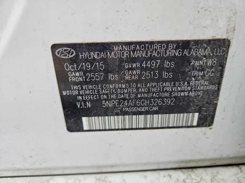 2016 HYUNDAI SONATA SE  