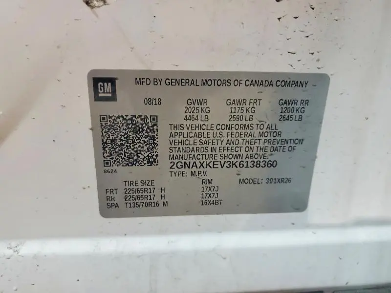 2019 CHEVROLET EQUINOX LT  