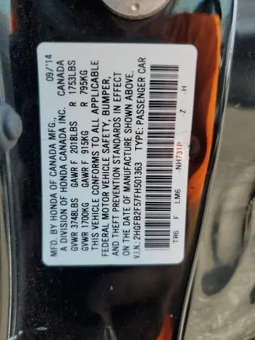 2015 HONDA CIVIC LX  