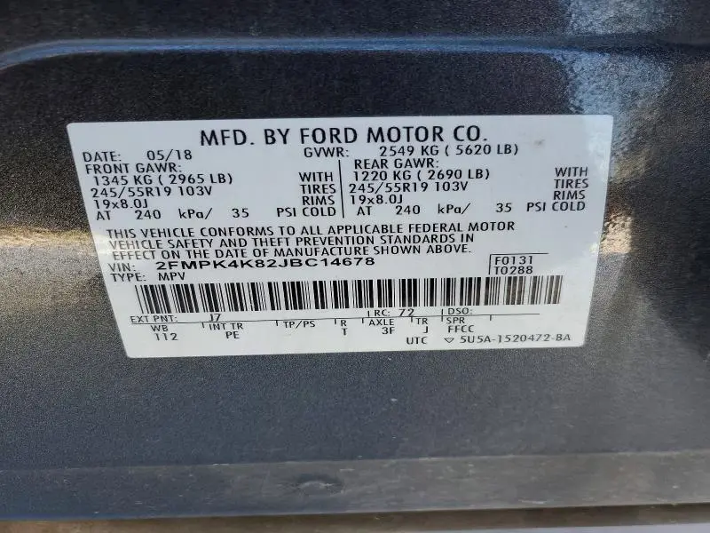 2018 FORD EDGE TITANIUM  