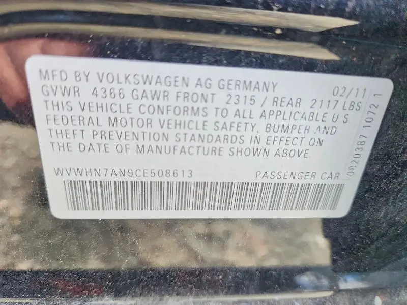 2012 VOLKSWAGEN CC LUXURY  