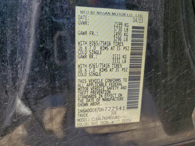 2013 NISSAN FRONTIER S  