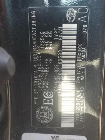 2019 TOYOTA COROLLA L  