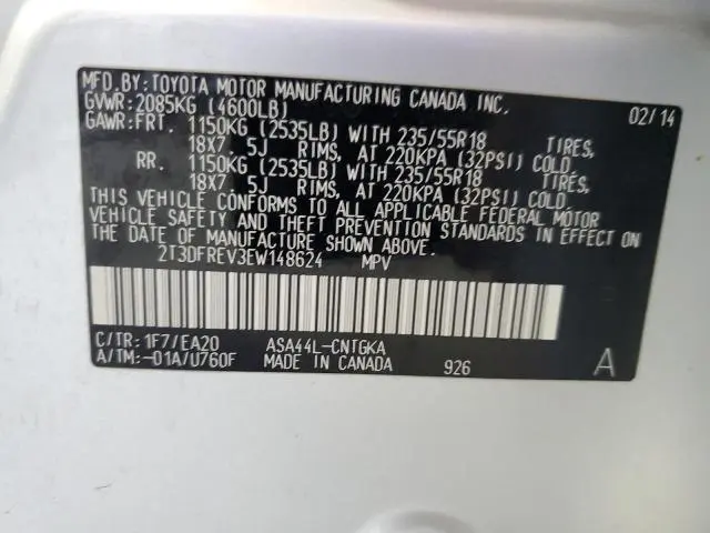 2014 TOYOTA RAV4 LIMITED  