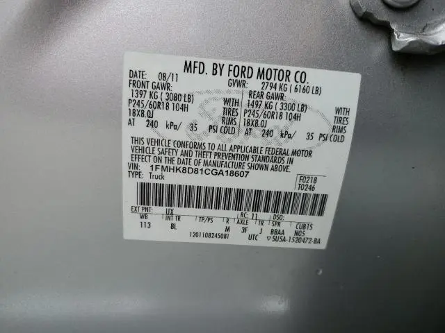 2012 FORD EXPLORER XLT  