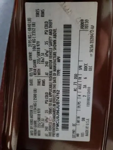 2018 FORD ESCAPE TITANIUM  