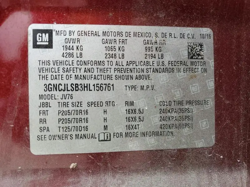 2017 CHEVROLET TRAX 1LT  