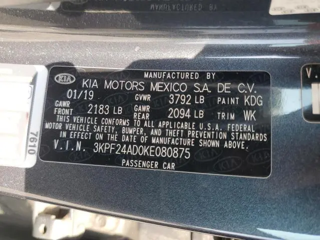 2019 KIA FORTE FE  