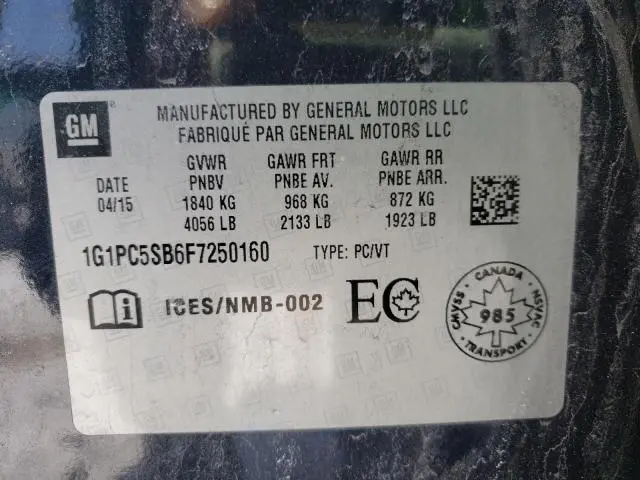 2015 CHEVROLET CRUZE LT