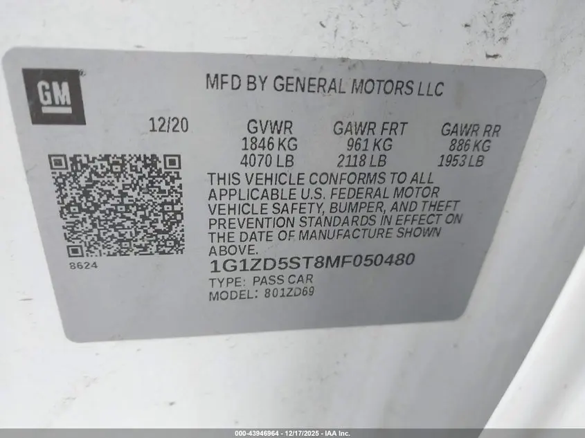 2021 CHEVROLET MALIBU FWD LT