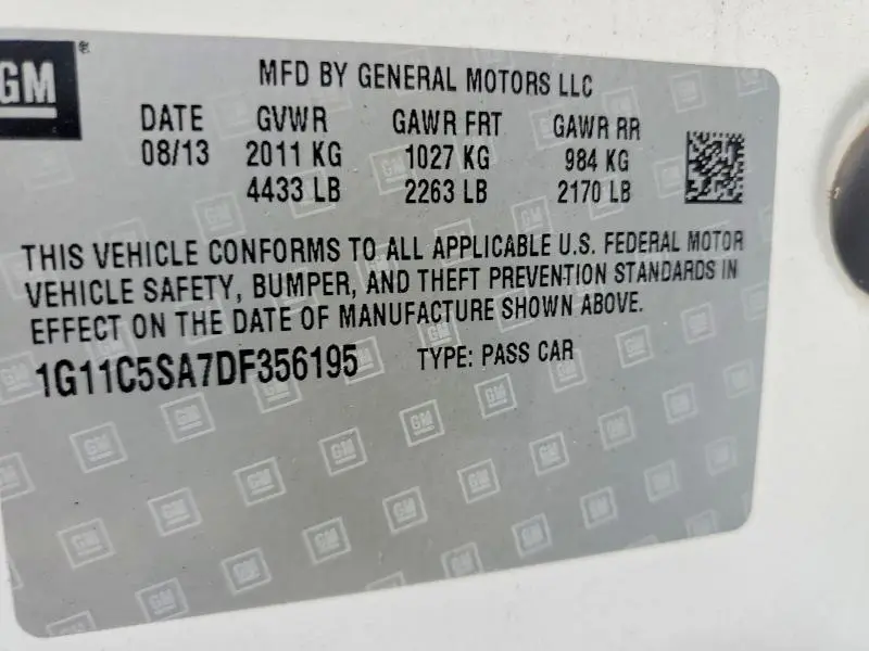 2013 CHEVROLET MALIBU 1LT  