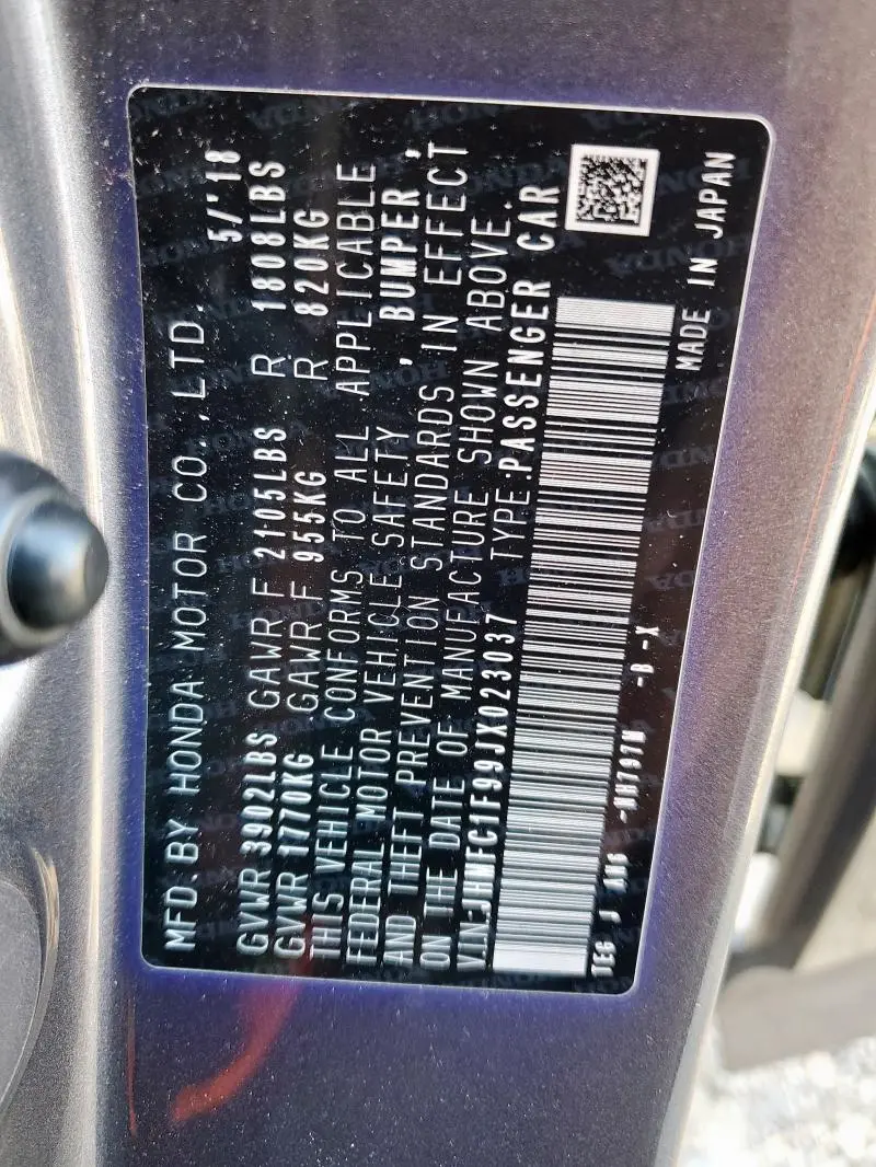 2018 HONDA CIVIC TOURING  