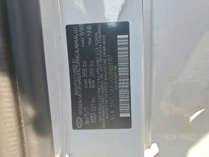 2021 HYUNDAI ELANTRA SEL  