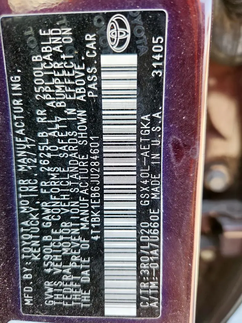 2018 TOYOTA AVALON XLE  