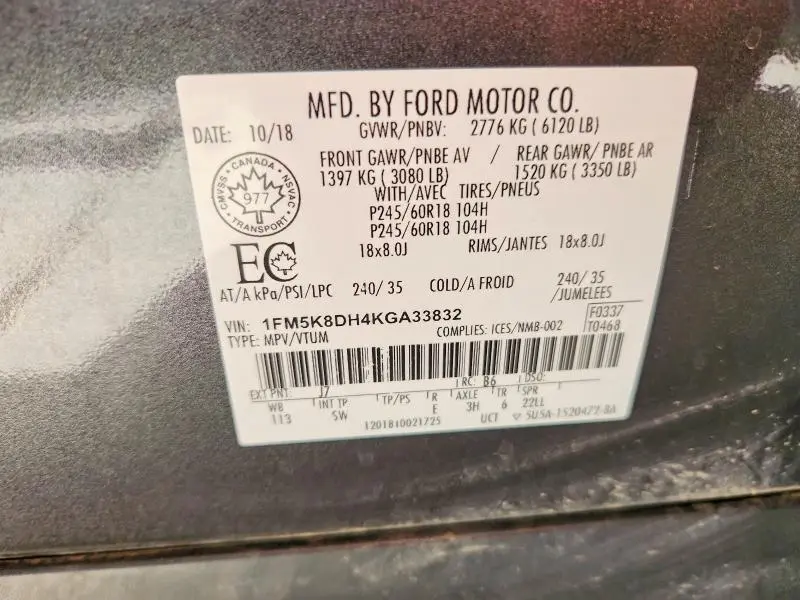 2019 FORD EXPLORER XLT  