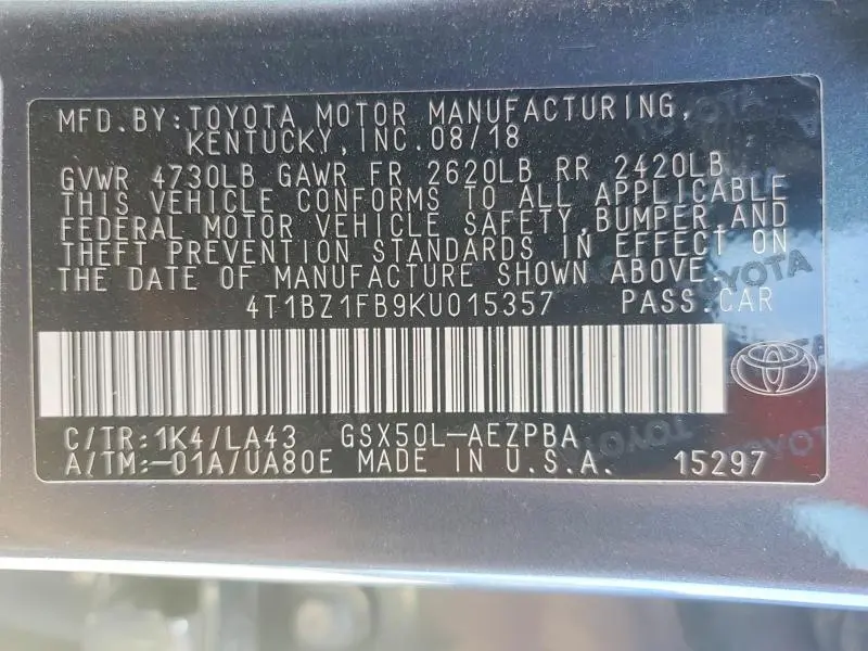 2019 TOYOTA AVALON LIMITED  