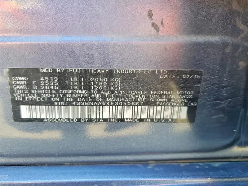 2015 SUBARU LEGACY 2.5I  