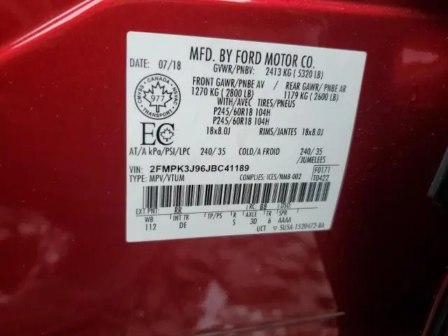2018 FORD EDGE SEL  