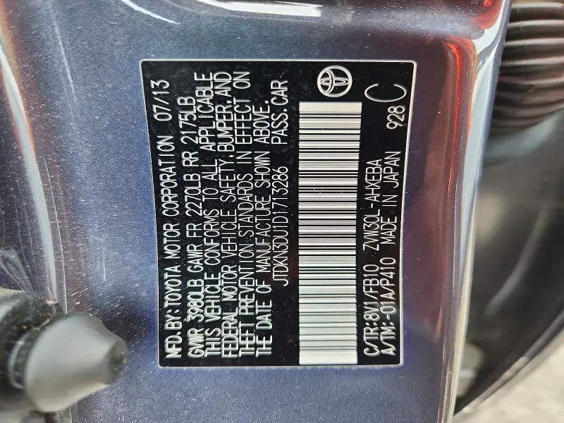 2013 TOYOTA PRIUS TWO  