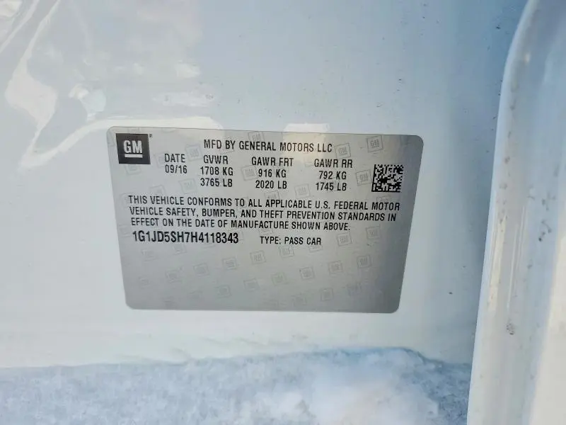 2017 CHEVROLET SONIC LT  