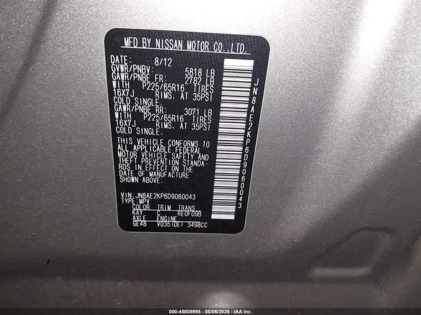 2013 NISSAN QUEST SV