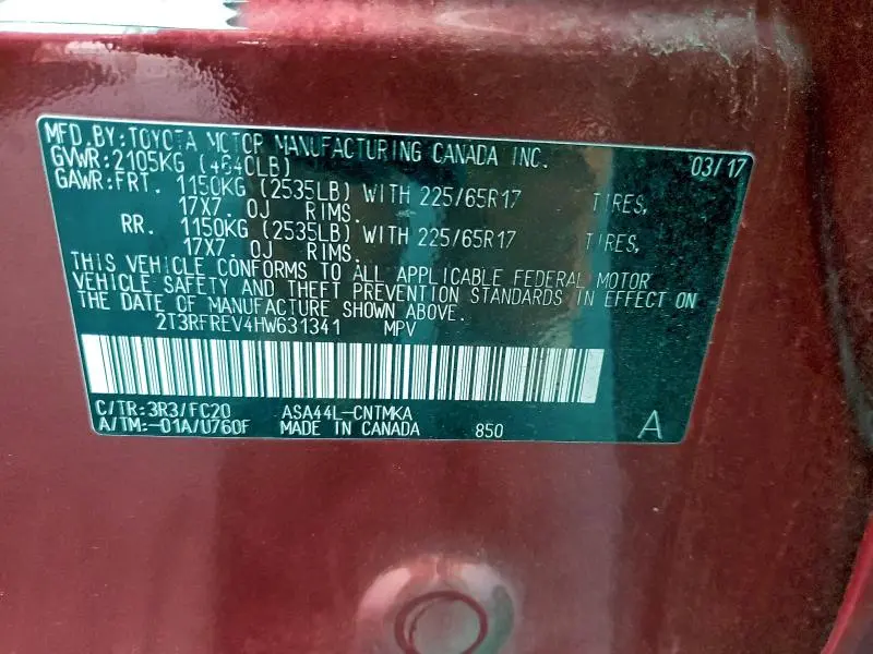 2017 TOYOTA RAV4 XLE  