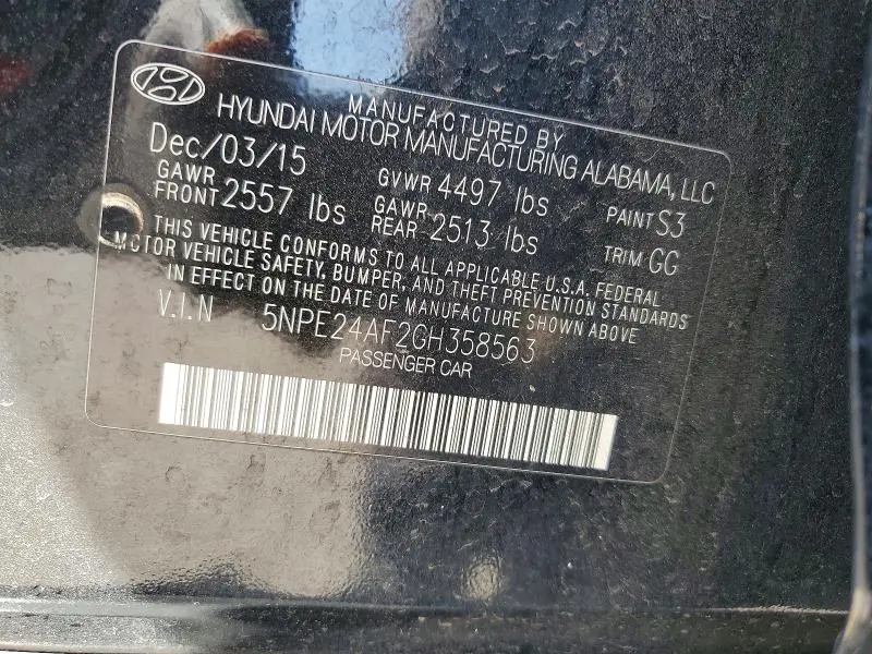 2016 HYUNDAI SONATA SE  
