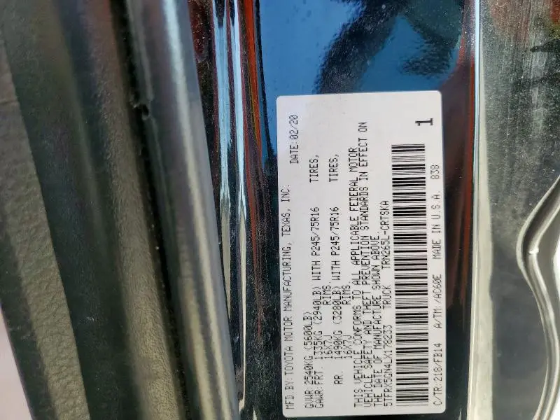 2020 TOYOTA TACOMA ACCESS CAB  