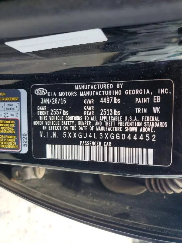 2016 KIA OPTIMA EX  