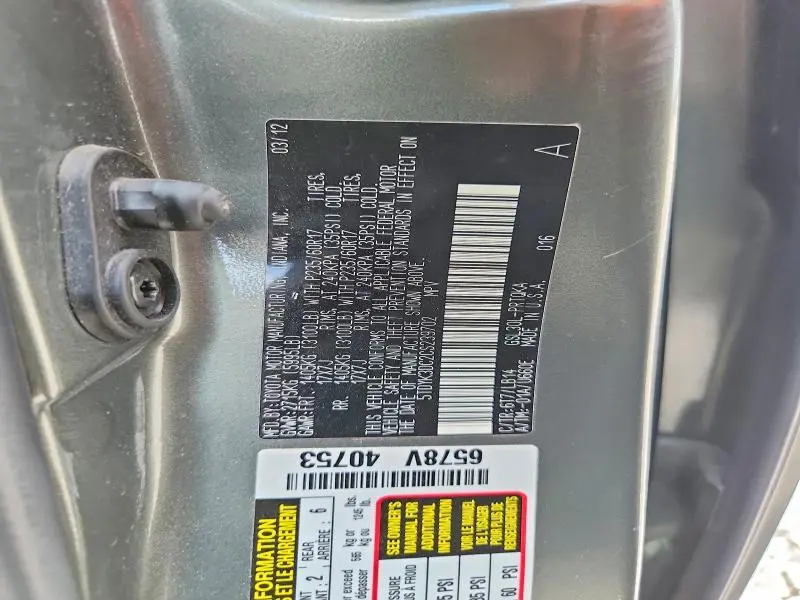 2012 TOYOTA SIENNA XLE 8-PASSENGER  