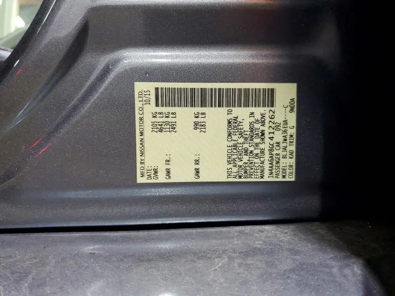 2016 NISSAN MAXIMA 3.5 SV  