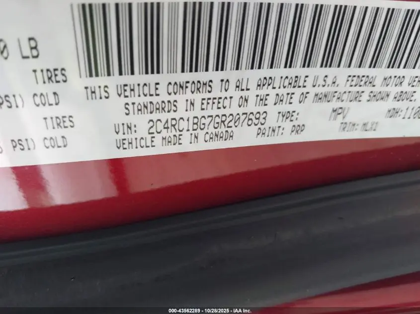 2016 CHRYSLER TOWN & COUNTRY TOURING