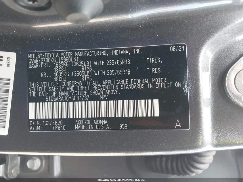 2021 TOYOTA HIGHLANDER HYBRID XLE