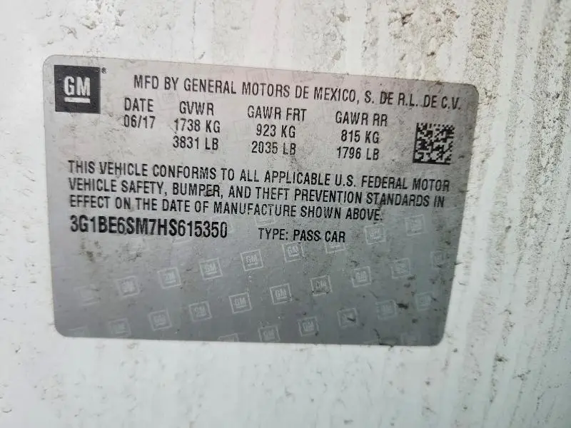 2017 CHEVROLET CRUZE LT  